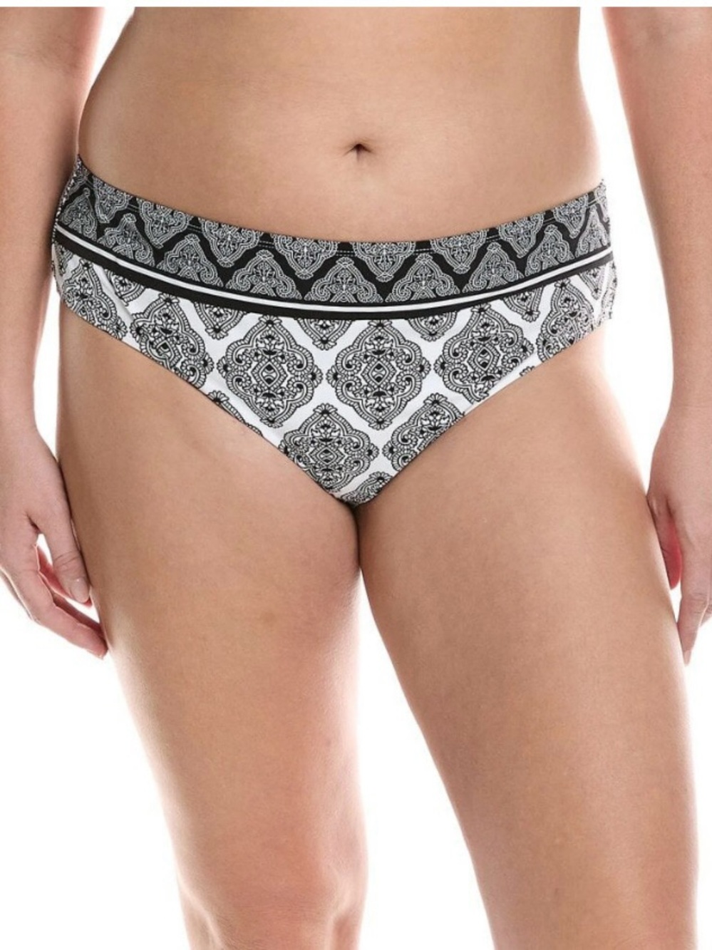 La Blanca Oasis Mid Rise Bikini Hipster Bottom New 16W Black White Swim Bottom